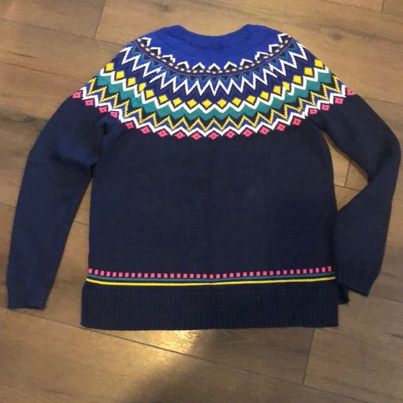 Old Navy fair isle pattern knit Crew Neck Pullover sweater ladies Navy medium - Picture 3 of 8